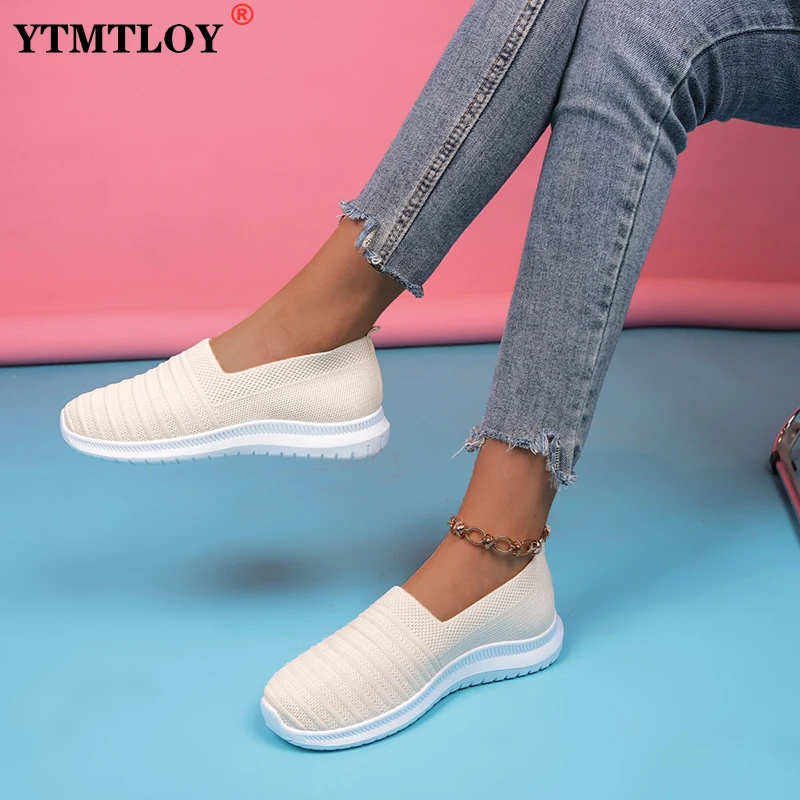 

Women's Sneakers Mesh Breathable Flat Ladies Shoes Female Vulcanized Shoes Slip On Spring Woman Footwear Plus Size