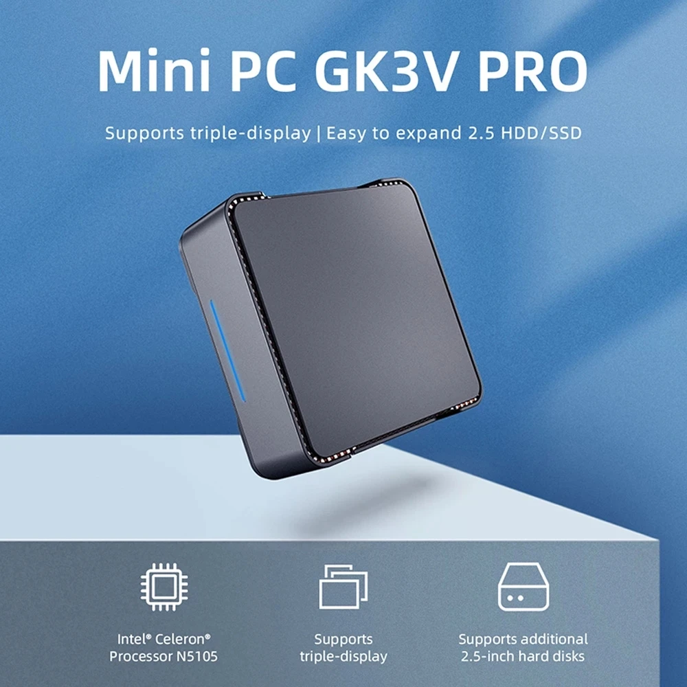 Мини-ПК GK3V PRO игровой Intel Celeron N5105 8 Гб DDR4 128 ГБ/256 ГБ Windows 11 Pro 4K 60 Гц HDMI VGA Win - купить по