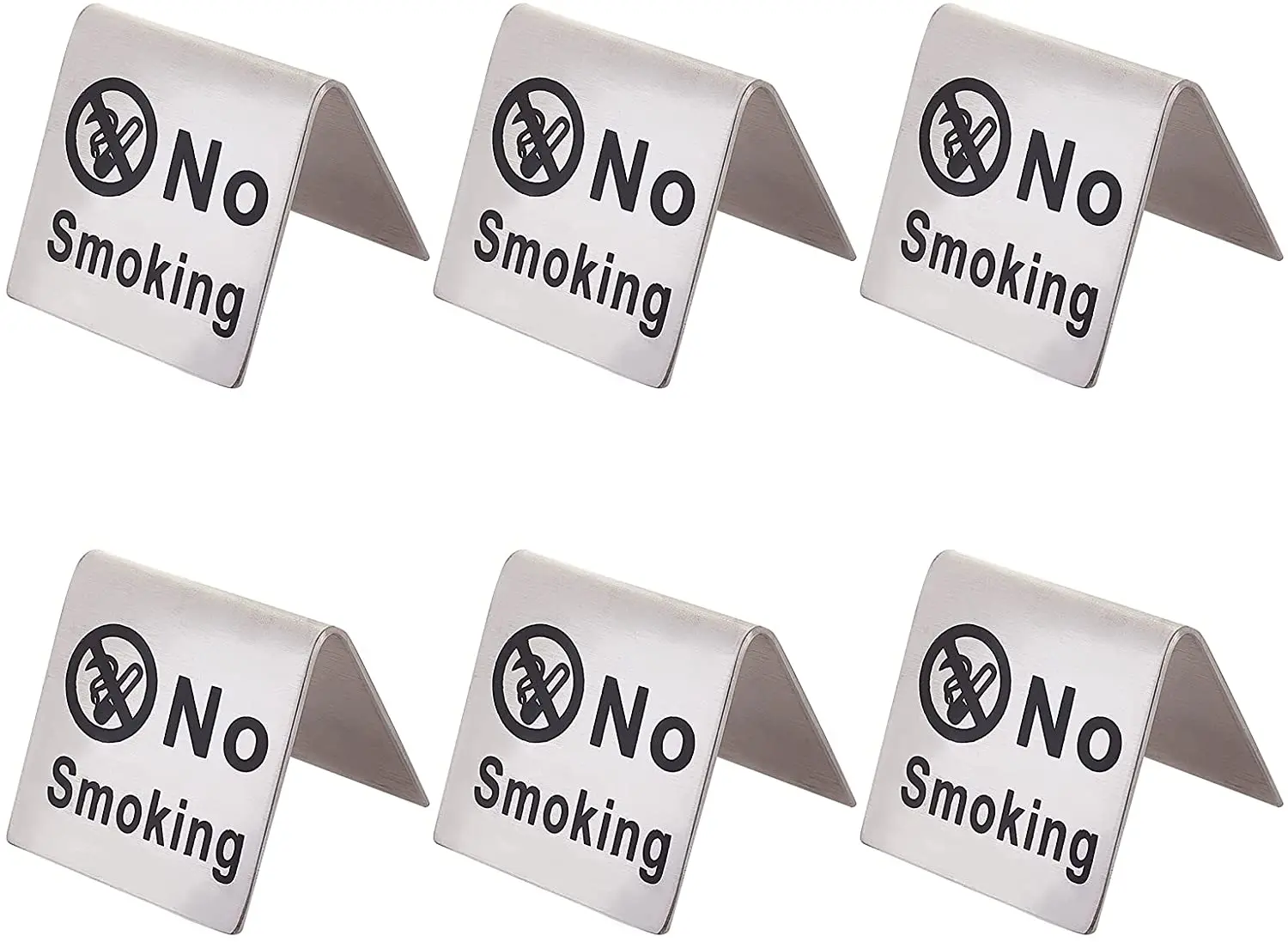 

NBEADS 6PCS Stainless Steel No Smoking Table Sign Stainless Steel Stainless Steel Sign No Smoking Sign Card Restaurant Office