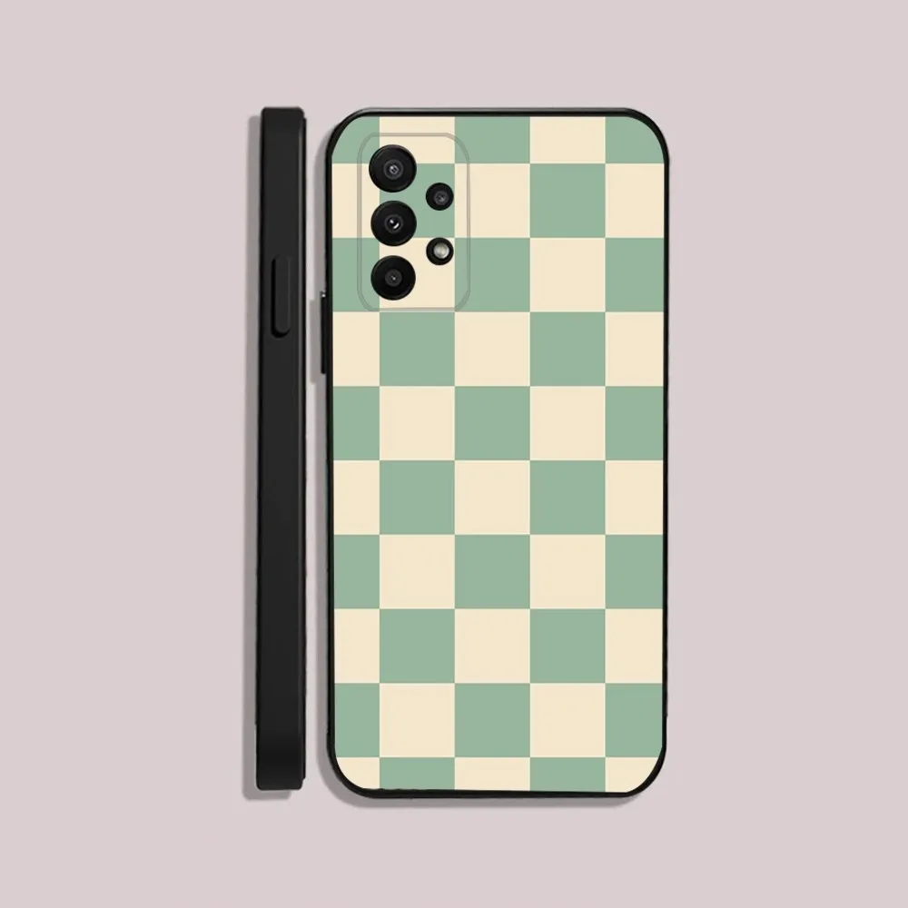Checkerboard checked Board Phone Case For Samsung S25 23 22 30 24 10 9 Ultra Plus Lite FE 5G Black Soft