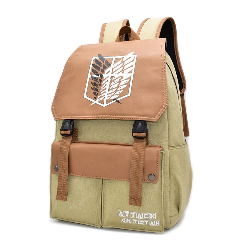 Anime Backpack Attack on Titan Anime Men's Backpack Cartoon Canvas Backpack Women Schoolbag Shoulders Travel Bags Outdoor Bag