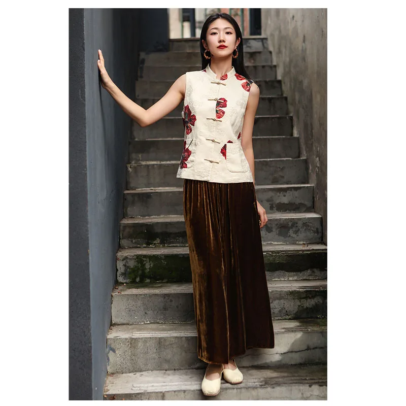 Женская юбка из шелка и бархата мягкая гладкая черного цвета весна-лето