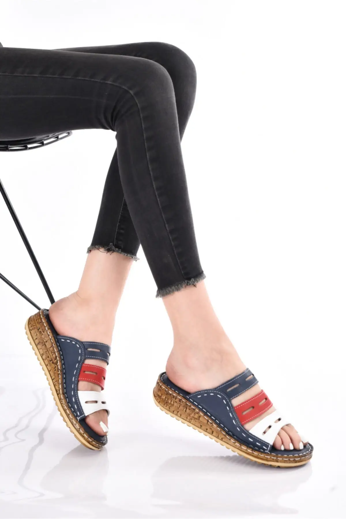 

Woman navy blue slippers