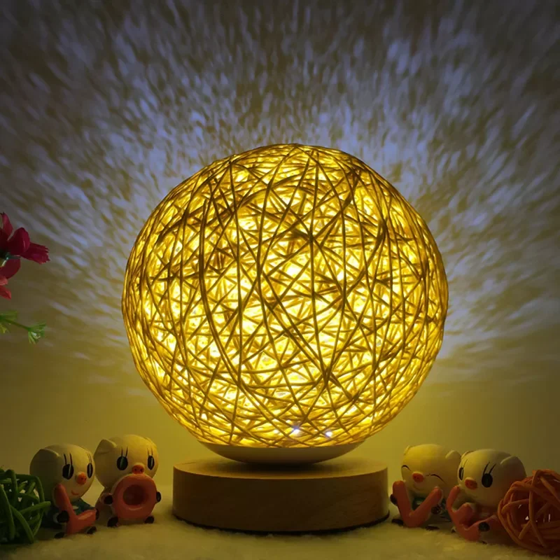 

2023 Bed USB Table Lamp Hand-Knit Lampshade Wood Moon Lamp Bedroom Home Wedding Decoration Moonlight Desk Light Bedside Lamp fla