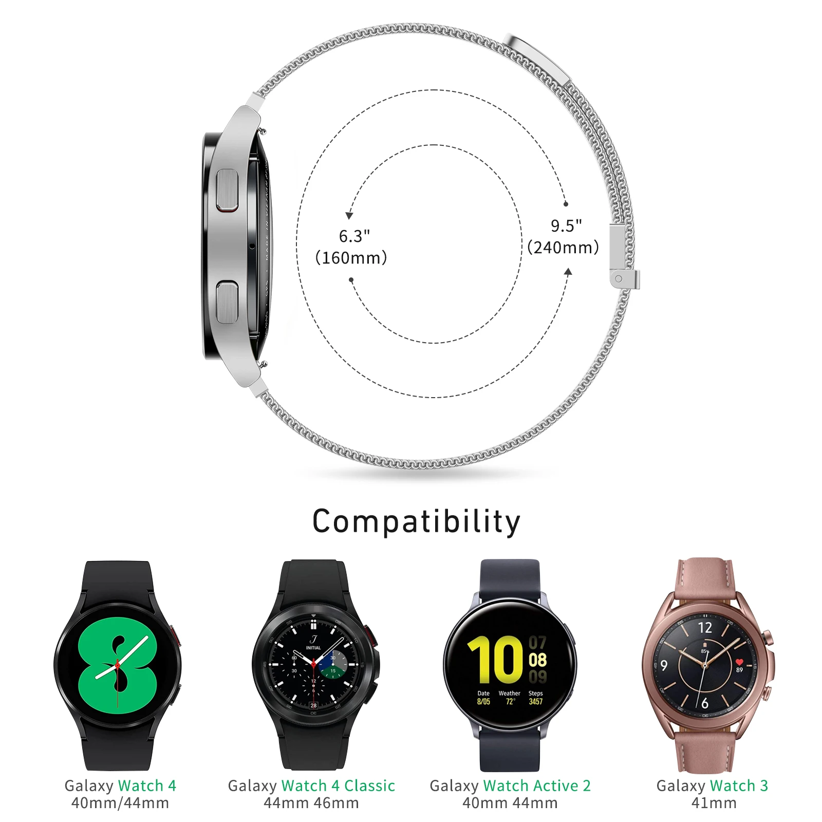 20mm Magnetic Strap For Samsung Galaxy watch 4/Classic/3/Active 2/46mm/42mm band Gear S3 Frontier bracelet Huawei GT/2/Pro