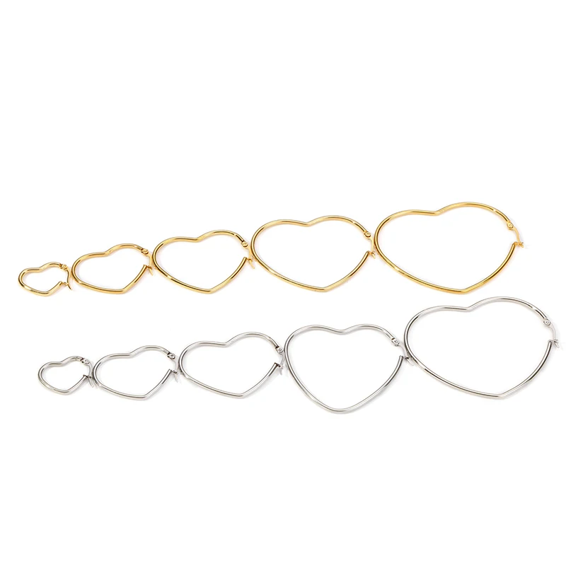 Женские Большие Висячие Серьги В Форме Сердца - 18-каратное Позолоченное