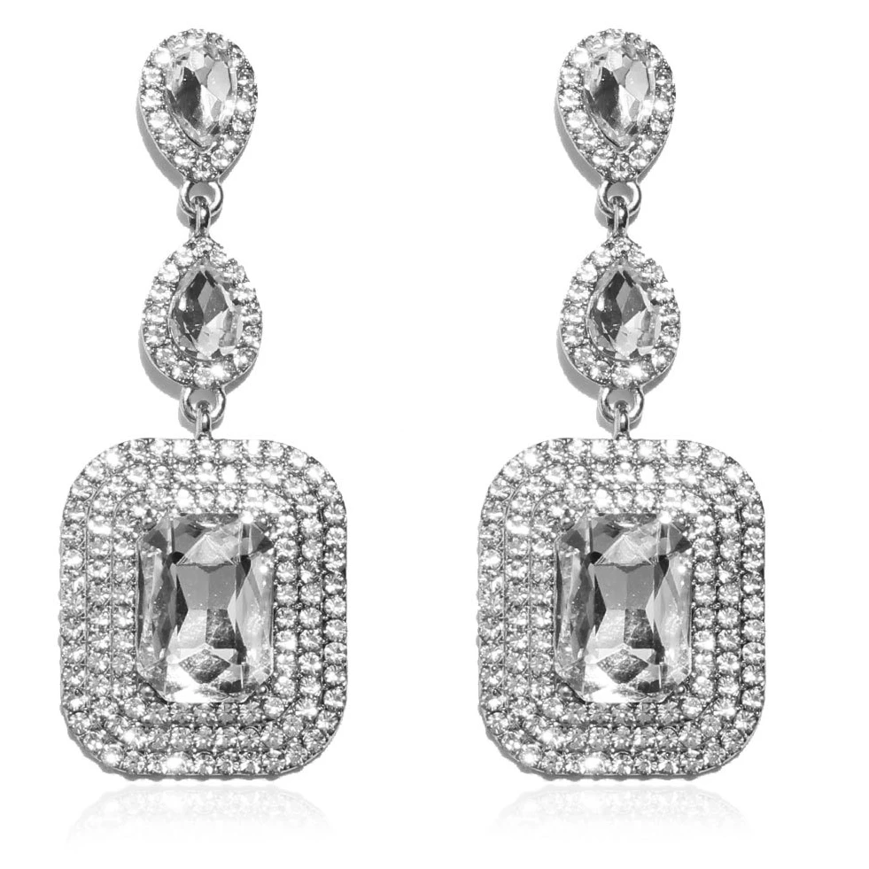

2022 Trend Irregular Geometric Colored Rhinestone Earrings for Woman