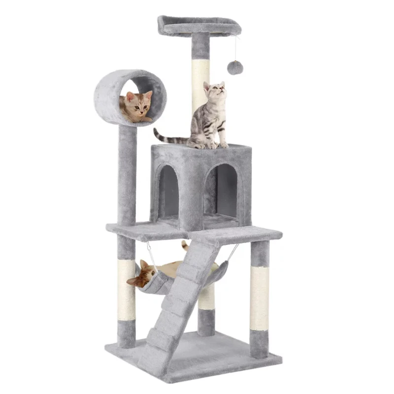 

51'' Multilevel Cat Tree with Condo, Light Gray