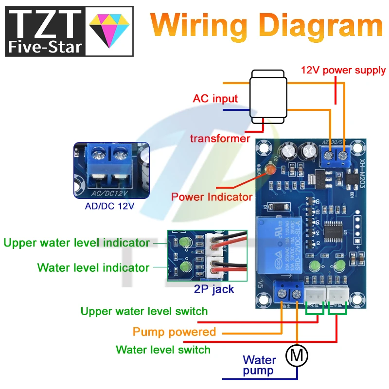 TZT XH-M203 полностью автоматический контроллер уровня воды модуль переключения