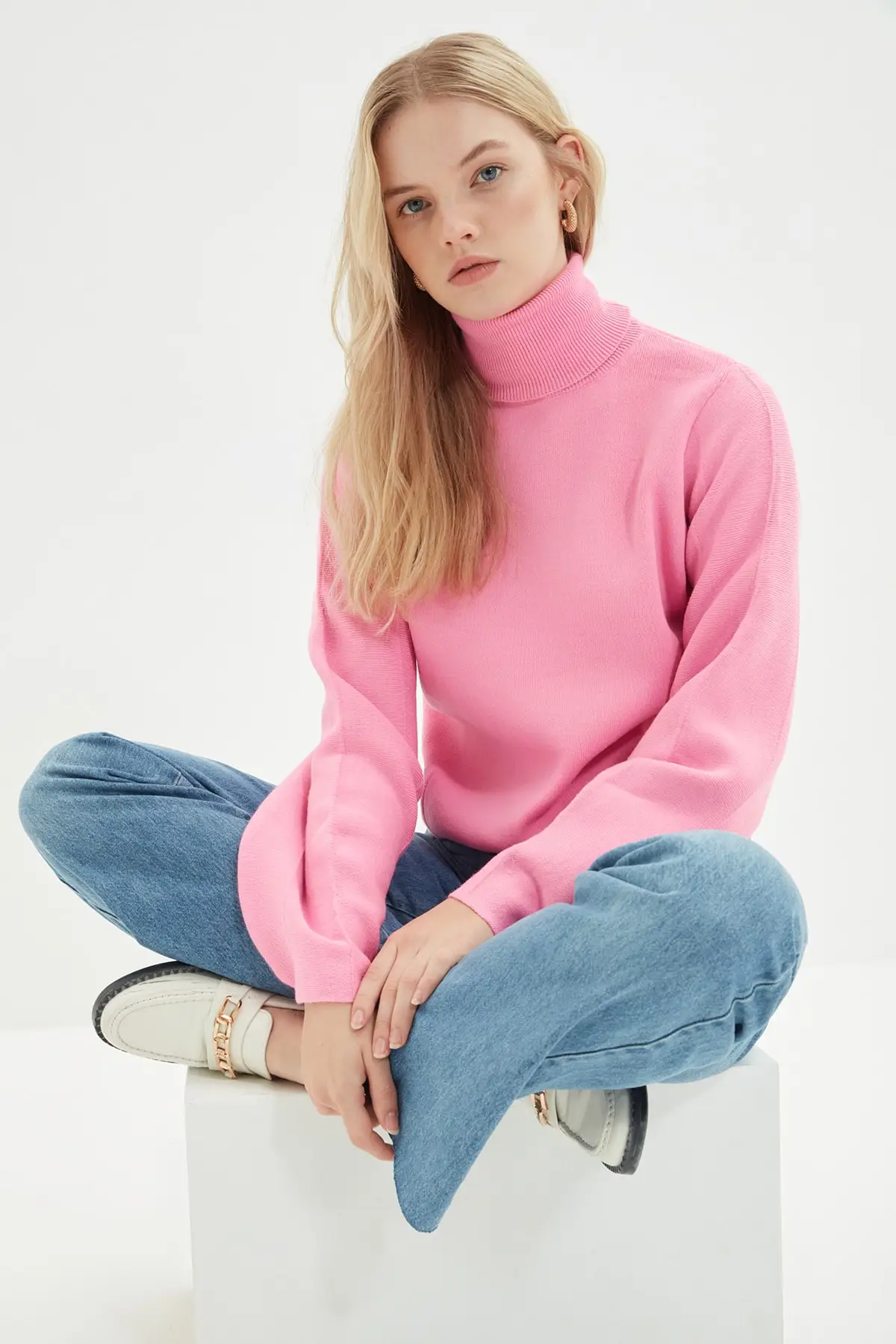

Pink Balloon Sleeve Knitwear Sweatshirt Christmas gift
