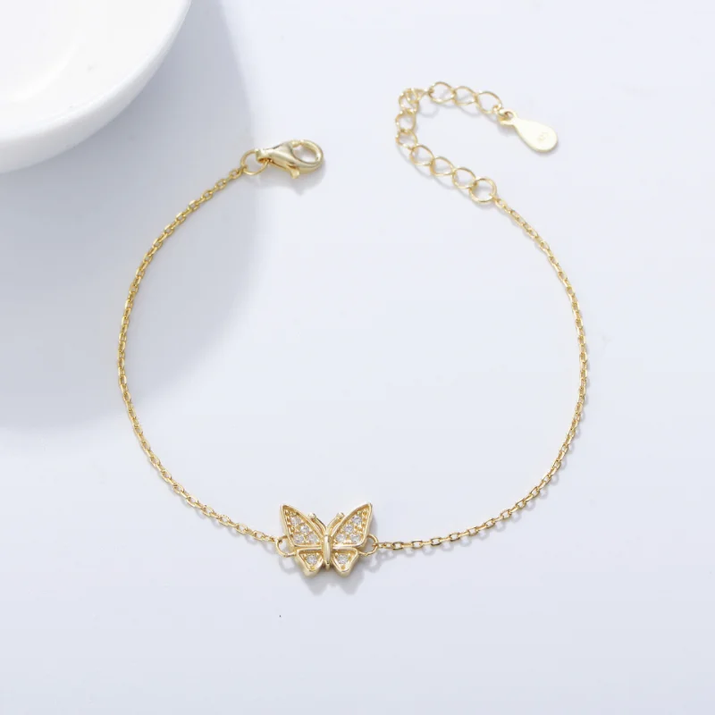 

S925 Sterling Silver Butterfly Inset Diamond Ladies Bracelet for Women Temperament Light Luxury Jewelry Christmas Gifts