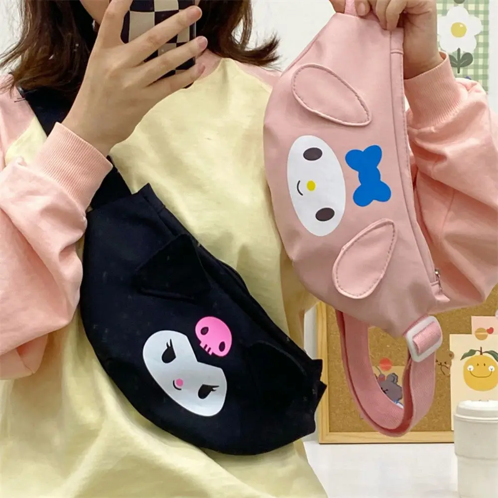

Sanrio Kawaii сумка через плечо Kuromi My Melody Повседневная простая сумка для хранения через плечо Cinnamoroll нагрудная сумка для женщин студенческие подарки для девочек