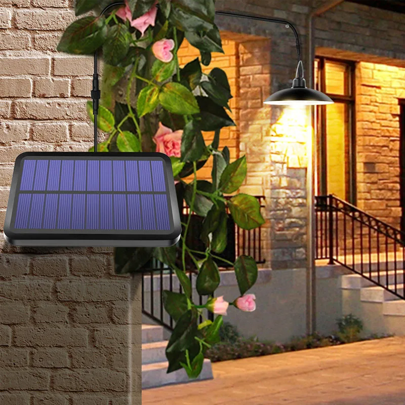 Double Head Solar Pendant Light Outdoor Indoor 4800mAh Split Solar Shed Lights Remote Timer 3M Power Cord Garden LED Spotlight images - 6
