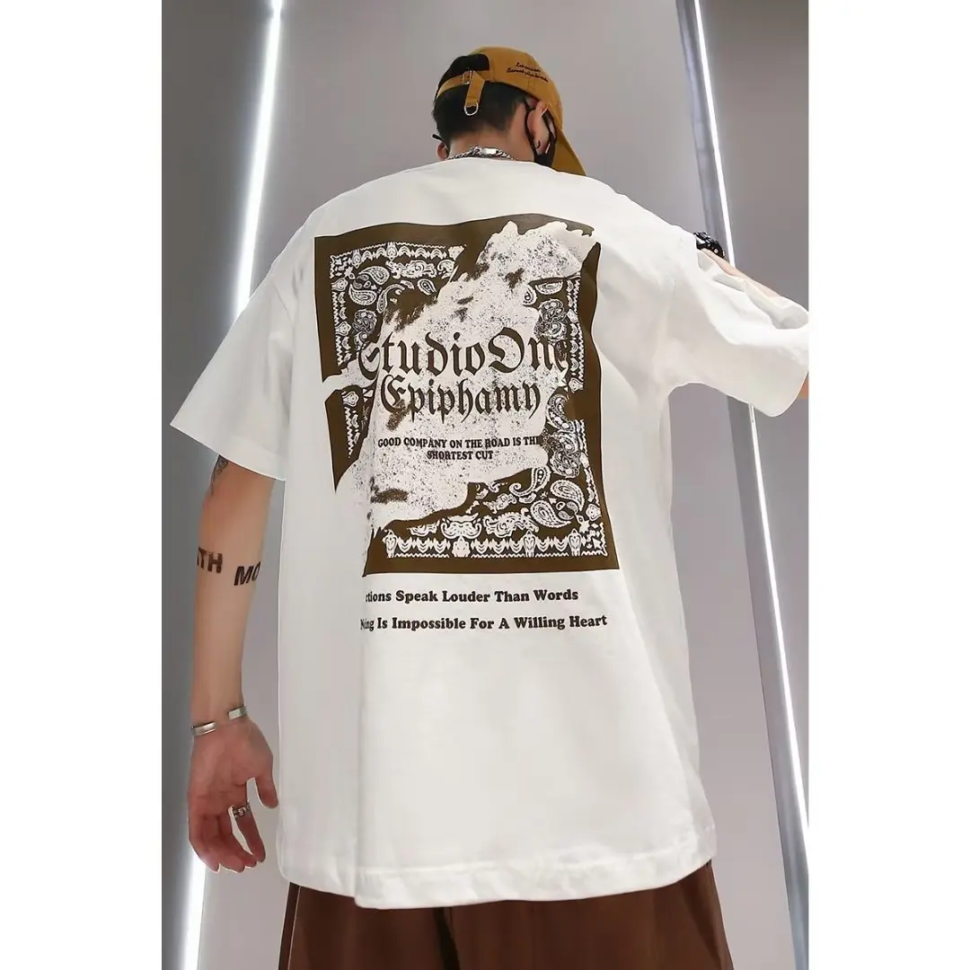 

Vintage Printed Oversized Men T-shirt Cotton Short Sleeve Baggy Tee Shirt High Street Loose Plus Size M-5XL Gothic Men's Clothes