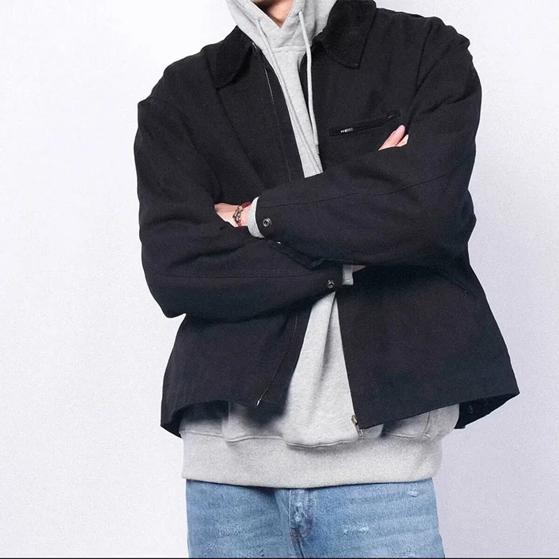 Американская куртка Детройта для мужчин и женщин однотонная Свободная