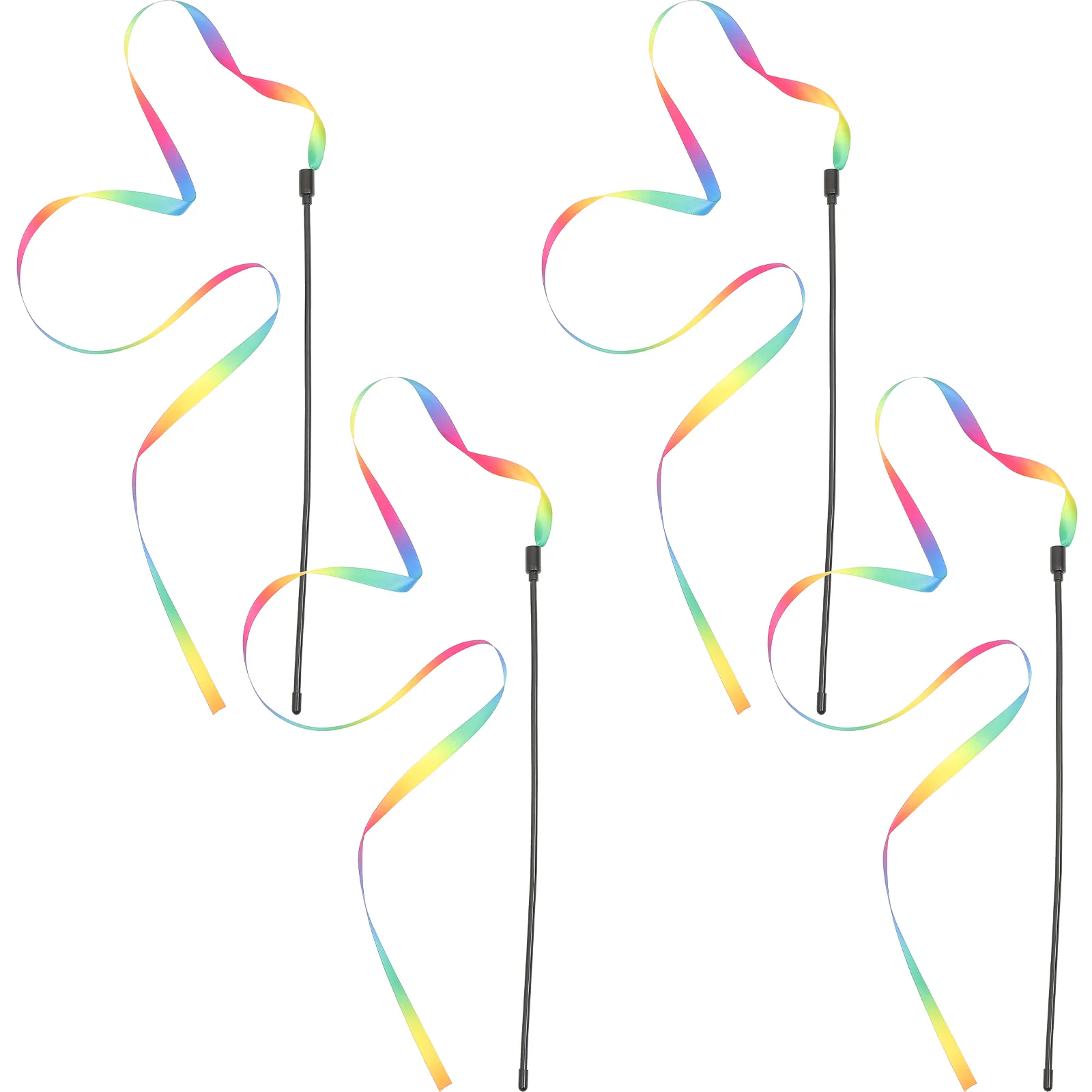 

4 Pcs Cat Toy Teaser Wand Accessories Indoor Cats Ribbons Simple Toys Bulk Plastic Sticks