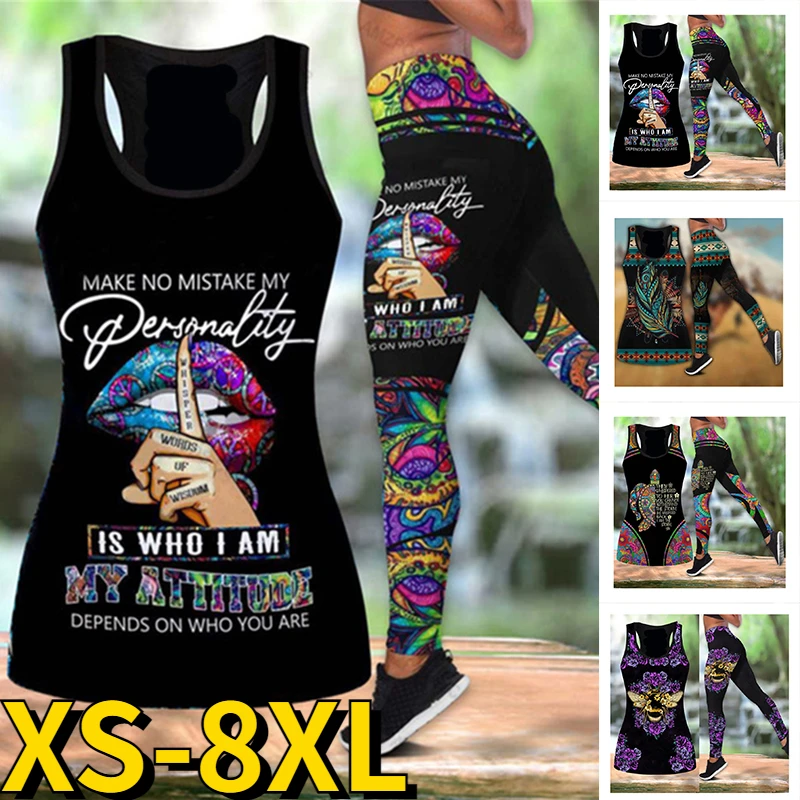 

2023 Повседневный сексуальный комплект спортивной одежды, весна-лето, удобные штаны для йоги, женская мода, 2 предмета, одежда для йоги с 3D прин...