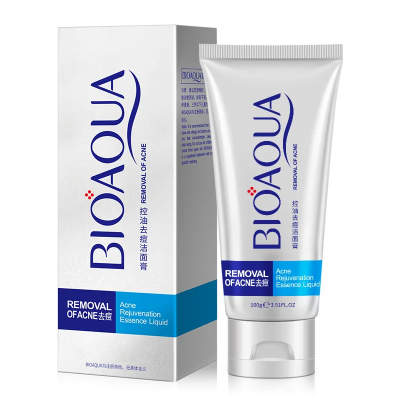 Bioaqua Acne Treatment Facial Cleanser Black Head Remove Oil-control Deep Cleansing Foam Shrink Pores 100g