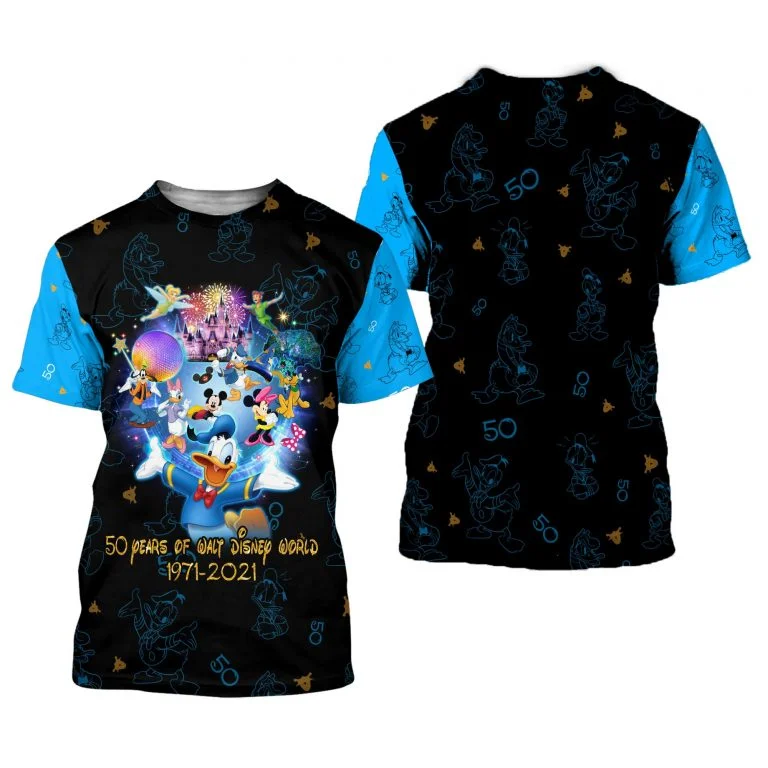 

BEST WDW 50th Anniversary Dates Cartoons Disney 3D Printed T-Shirt Fashion Casual Men's Women's Short Sleeves