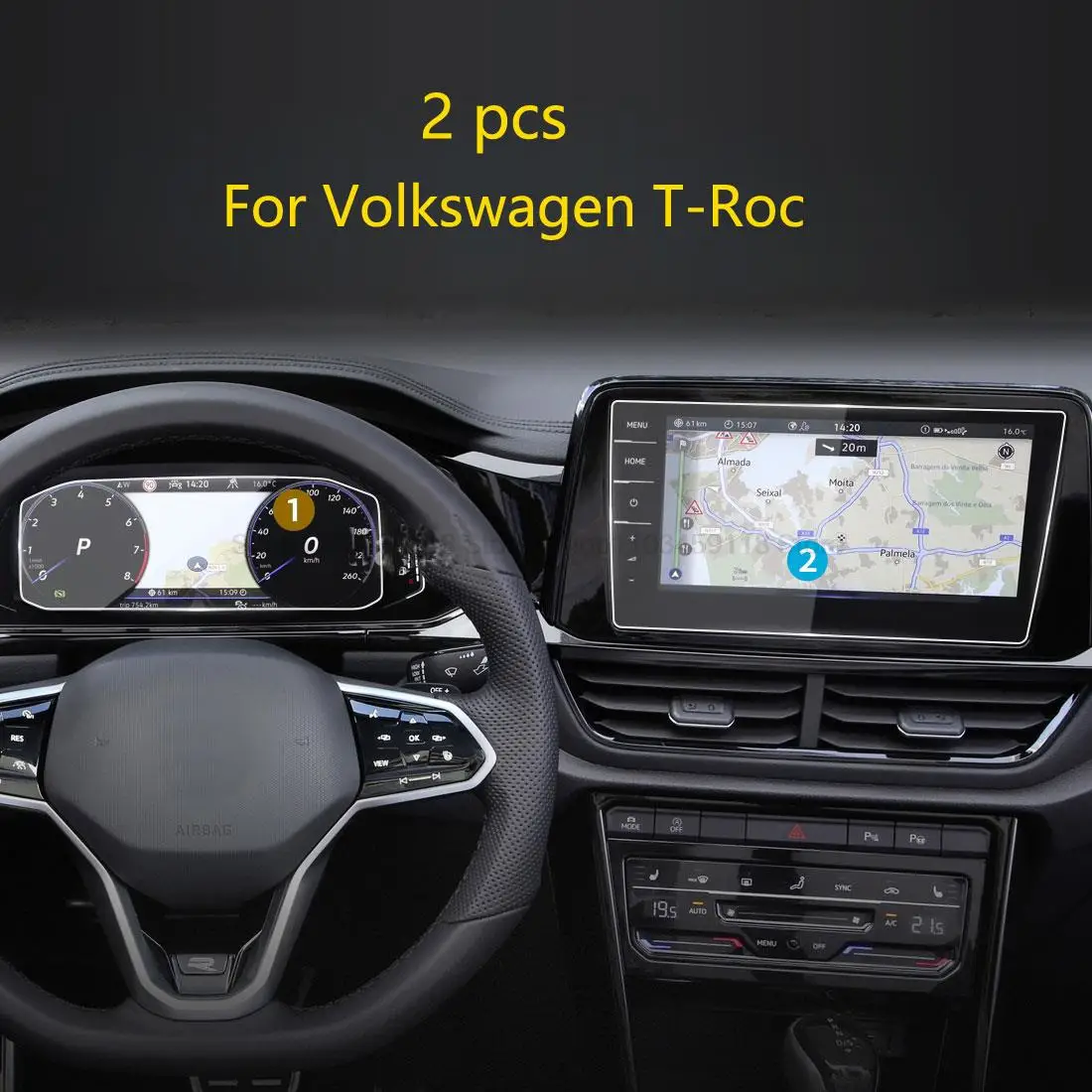 

Защитная пленка из закаленного стекла для Volkswagen T-Roc 2022, 9,2-дюймовая автомобильная GPS-навигация и внутренняя пленка против царапин