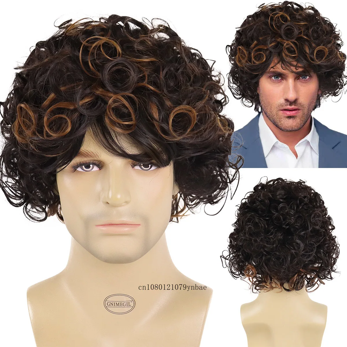 Синтетические черные смешанные коричневые вьющиеся парики Натуральные короткие