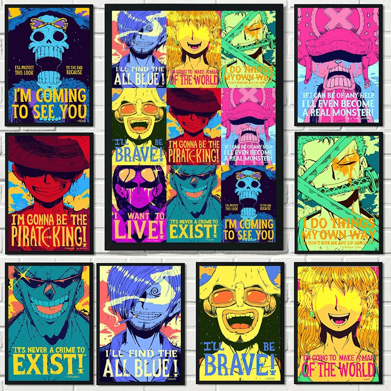 

Аниме One Piece Luffy Roronoa Zoro, белая крафт-бумага, плакаты для детской стены, настенные плакаты и принты, настенные картины для декора комнаты