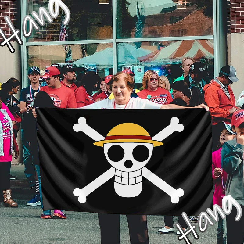 

90x150cm High Quality One Piece Luffy Flag Straw Hat Pirates Pirate Flag Home Decoration Polyester Banner Anime Decoration