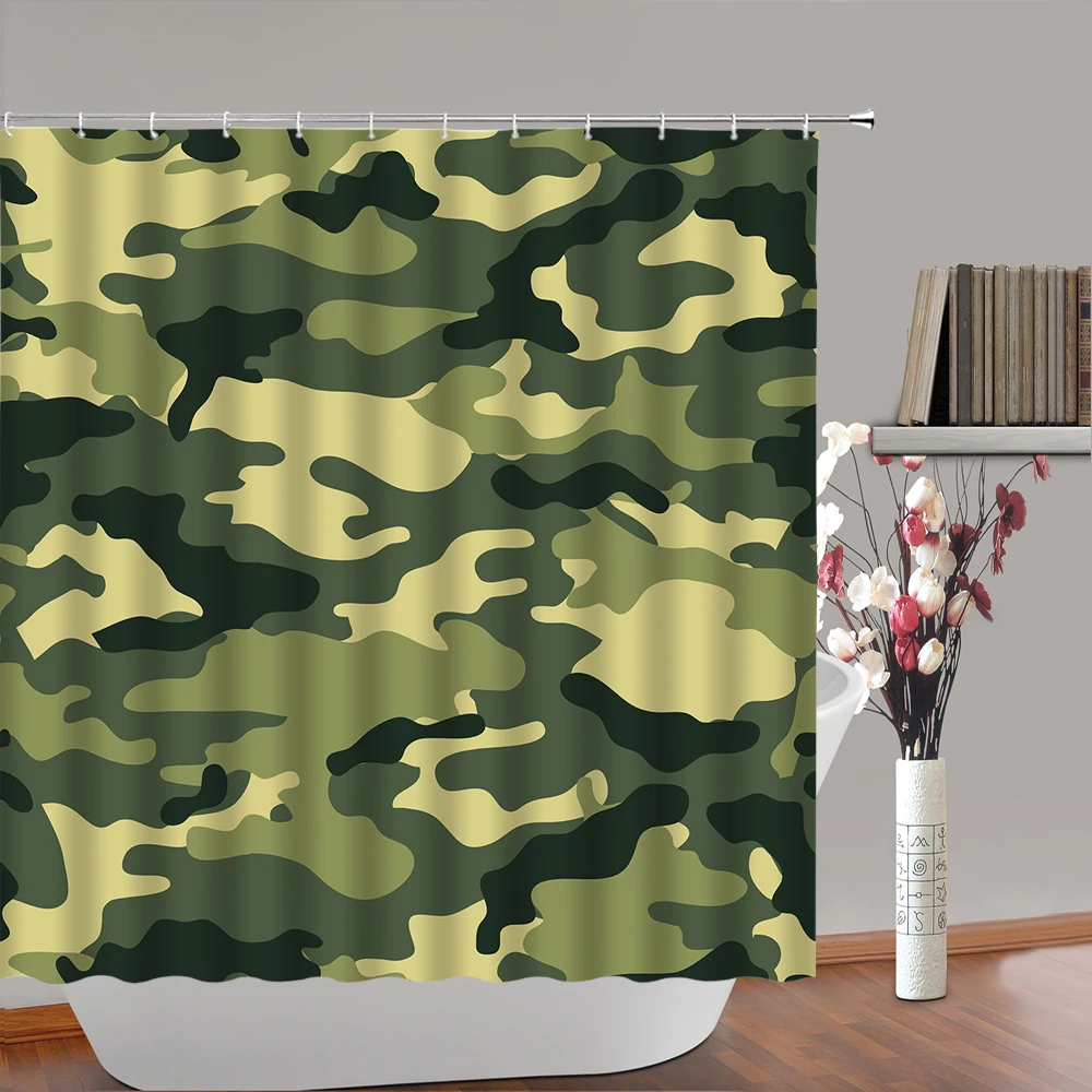 

Camouflage Pattern Shower Curtain Classic Masking Camo Print Waterproof Fabric Bath Curtains with Hooks Bathroom Decoration