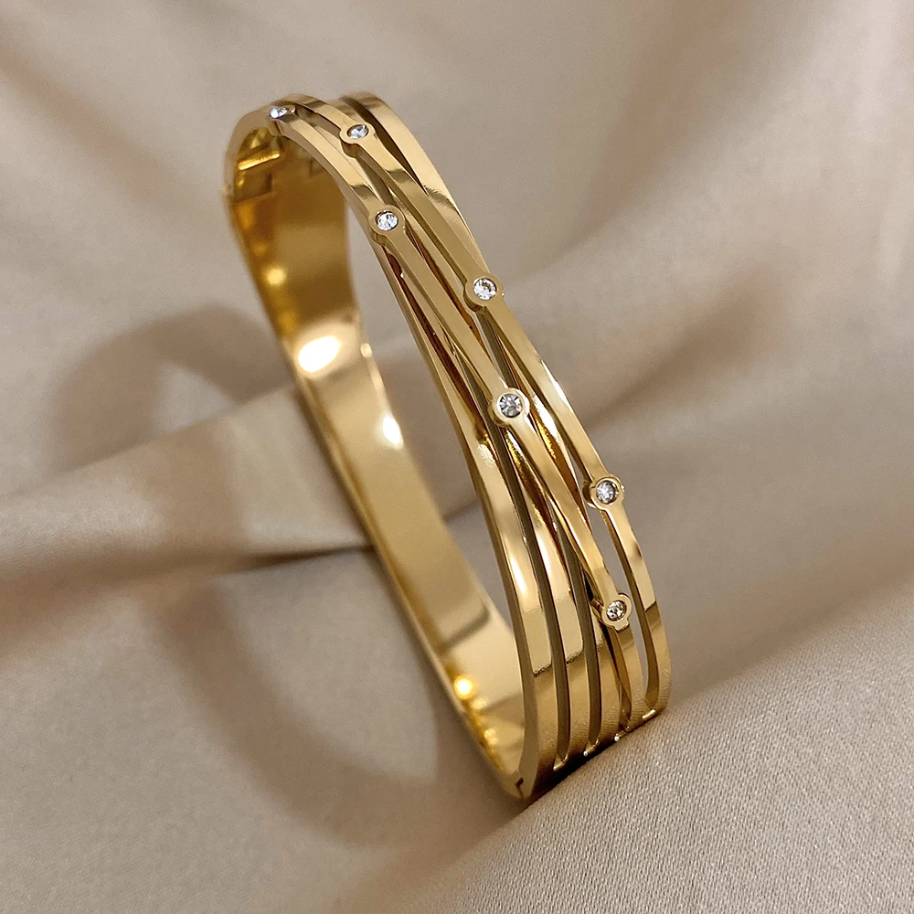 Женский браслет из нержавеющей стали 316L золотистого цвета