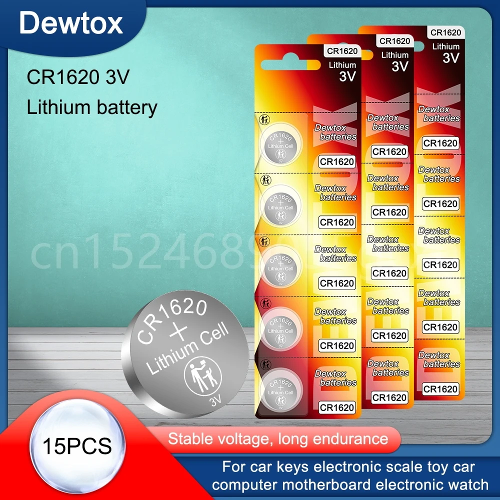 Аккумулятор CR1620 3 в кнопочный, литиевая батарея 15 шт. для часов, калькуляторов, микросхем