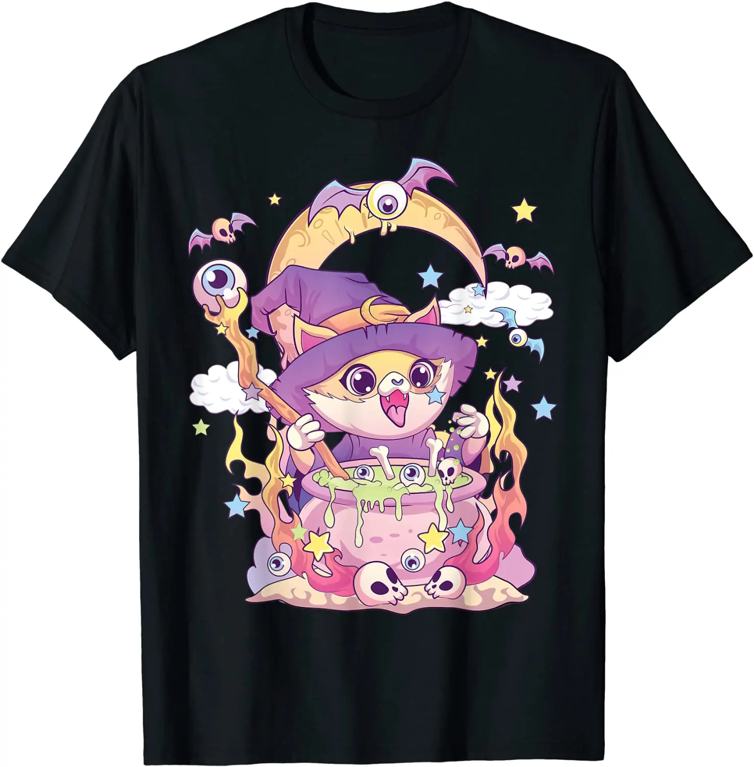 

Женская Винтажная Футболка Pastel Goth Wiccan Cat с принтом кота и черепа