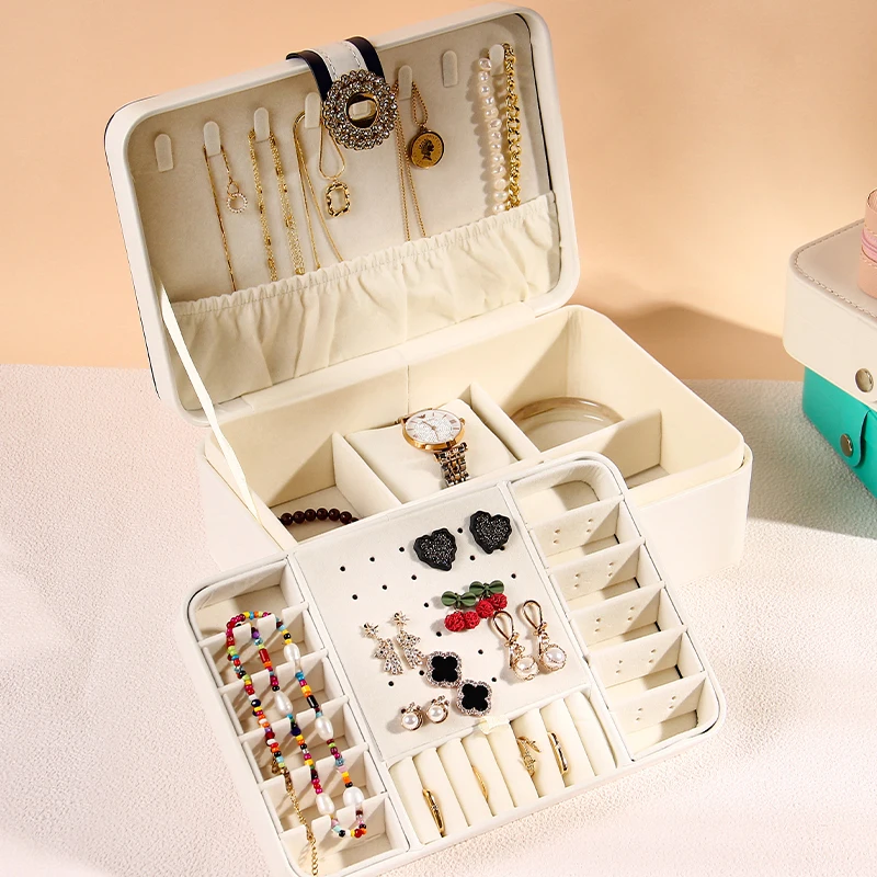 Jewelry Organizer Display Travel Jewelry Case Boxes Portable Locket Necklace Jewelry Box PU Leather Storage Earring Ring Holder
