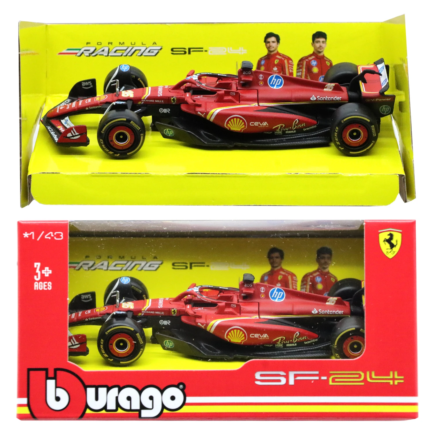 1/43 Bburago 2024 F1 FERRARI SF24 гоночные модели литая под давлением игрушка из сплава