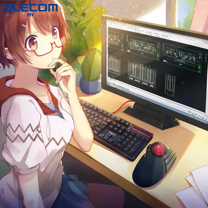 ELECOM трекбольная мышь беспроводная 2 4G 10 программируемых кнопок офисный ноутбук