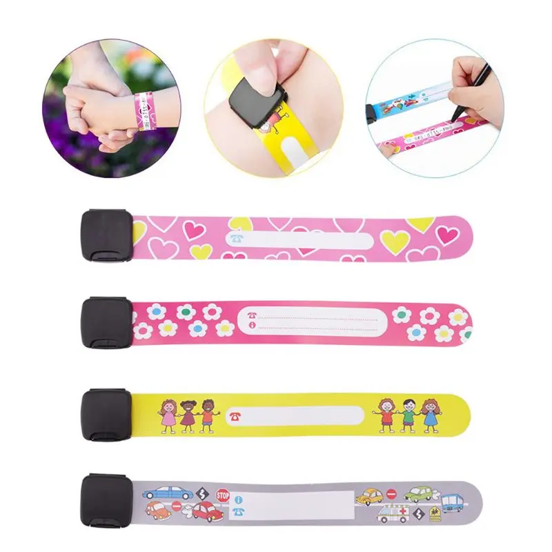 

Reusable Child Safety ID Bracelets Waterproof Adjustable Travel ID Wristbands for Kids One Size Fits All Pack of 8 A2UB