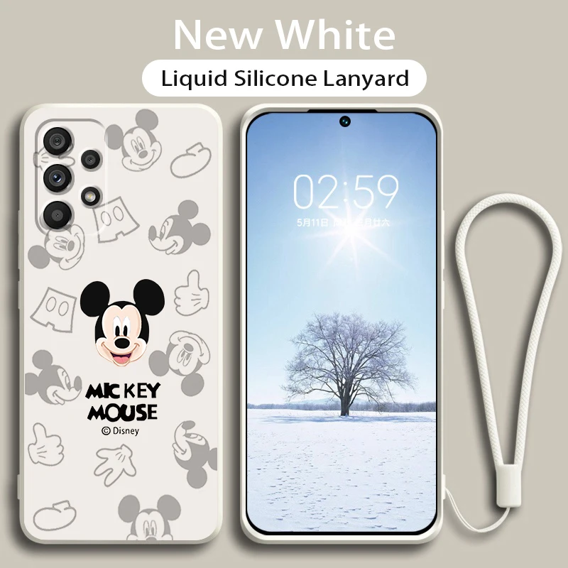 

Art luxury Mickey Minnie Phone Case For Samsung A73 A53 A33 A52 A32 A23 A22 A71 A51 A21S A03S A50 A30 5G Liquid Rope Cover