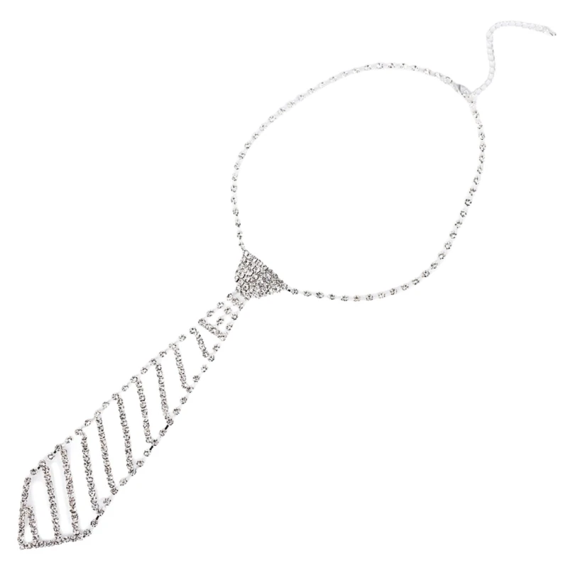 

Женский модный блестящий длинный галстук с расширенной цепочкой, блестящее Сверкающее ювелирное украшение на шею, колье-чокер с кристаллами T8NB