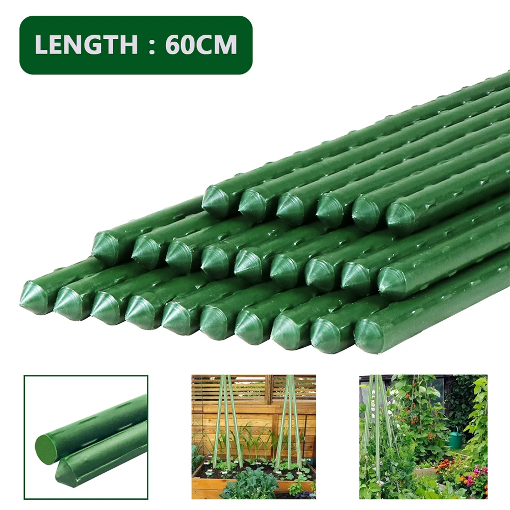 Garden Stakes Steel Plant Tomato Flowers and Vegetables with Plastic Coat for Climbing Gardening Supplies ( 24 Inch)