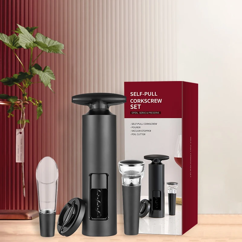 

Wine Bottle Opener Set Manual Wing Corkscrews with Foil Cutter Vacuum Stopper and Wine Aerator Pourer for Home Kitchen Party Bar
