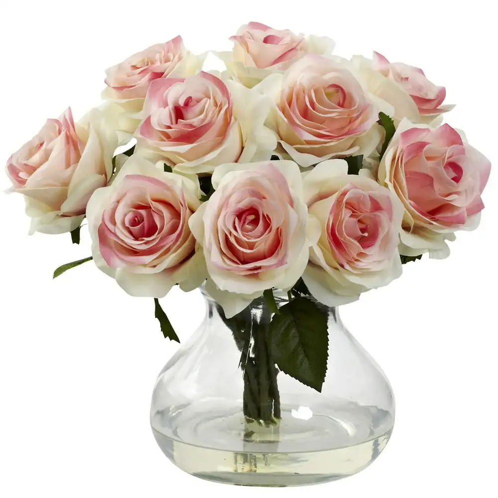 

Rose Arrangement Artificial Flowers with Vase, Pink