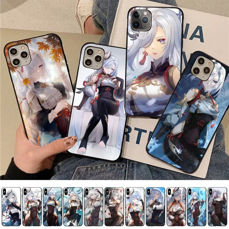 

MaiYaCa Genshin Impact Anime Shenhe Kinomo Phone Case for iPhone 11 12 13 mini pro XS MAX 8 7 6 6S Plus X 5S SE 2020 XR case