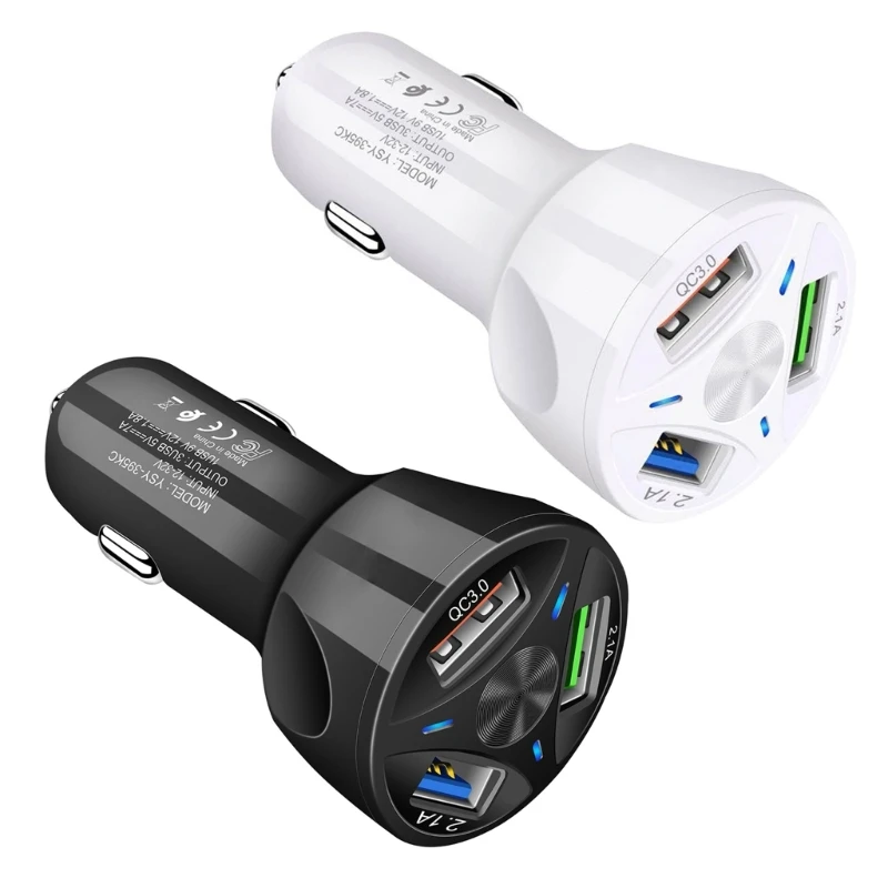 

3 In 1 USB Car Quick Charge QC3.0 Fast Charging For Mobile Phone Tablet Charge QC3.0 Car USB Adapter Drop Shipping