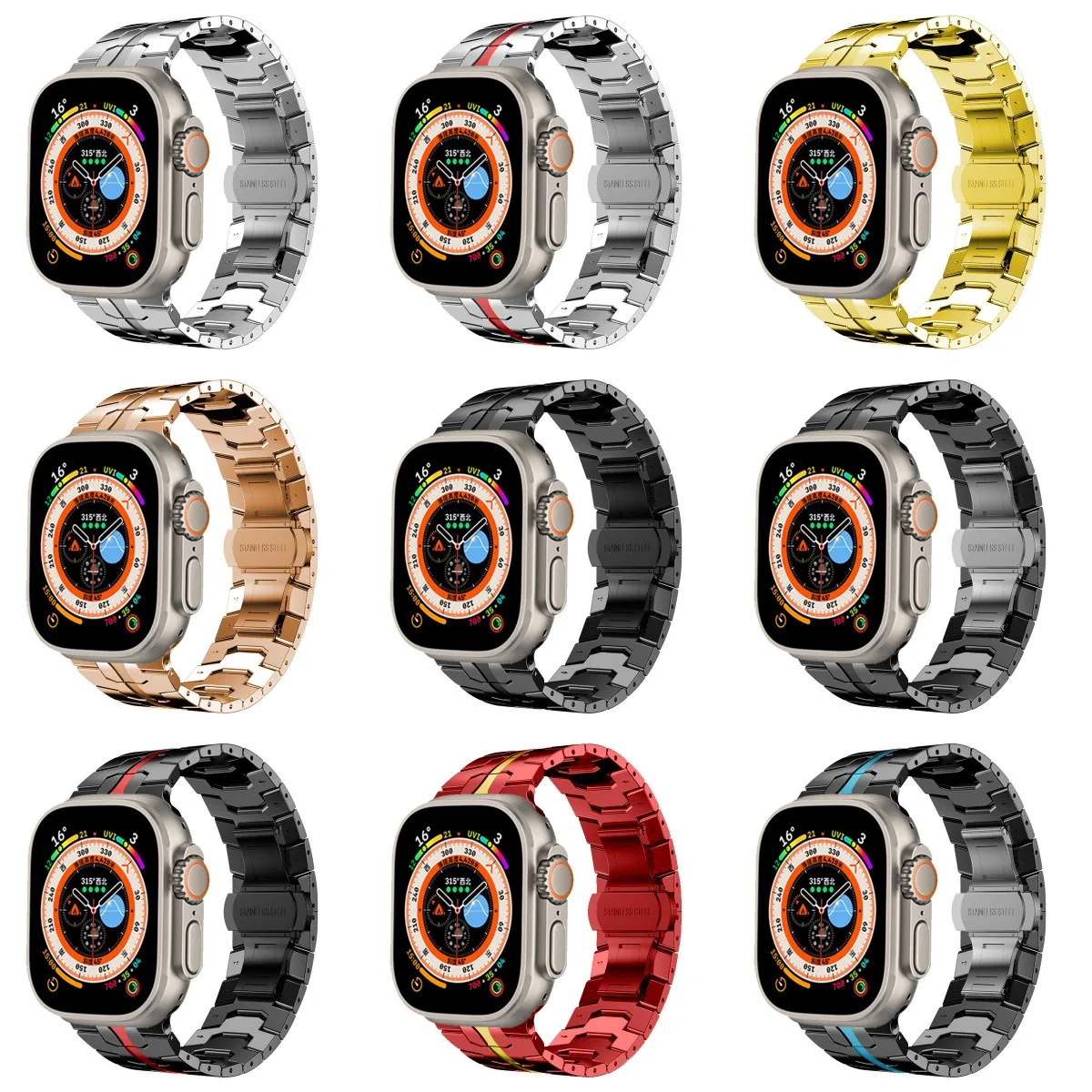 Ultra Titanium Color Strap For Apple Watch 49mm 45mm 44 42 41mm 38 40mm Luxury Metal Band For iWatch Se 8 7 6 5 4 3 se Bracelet