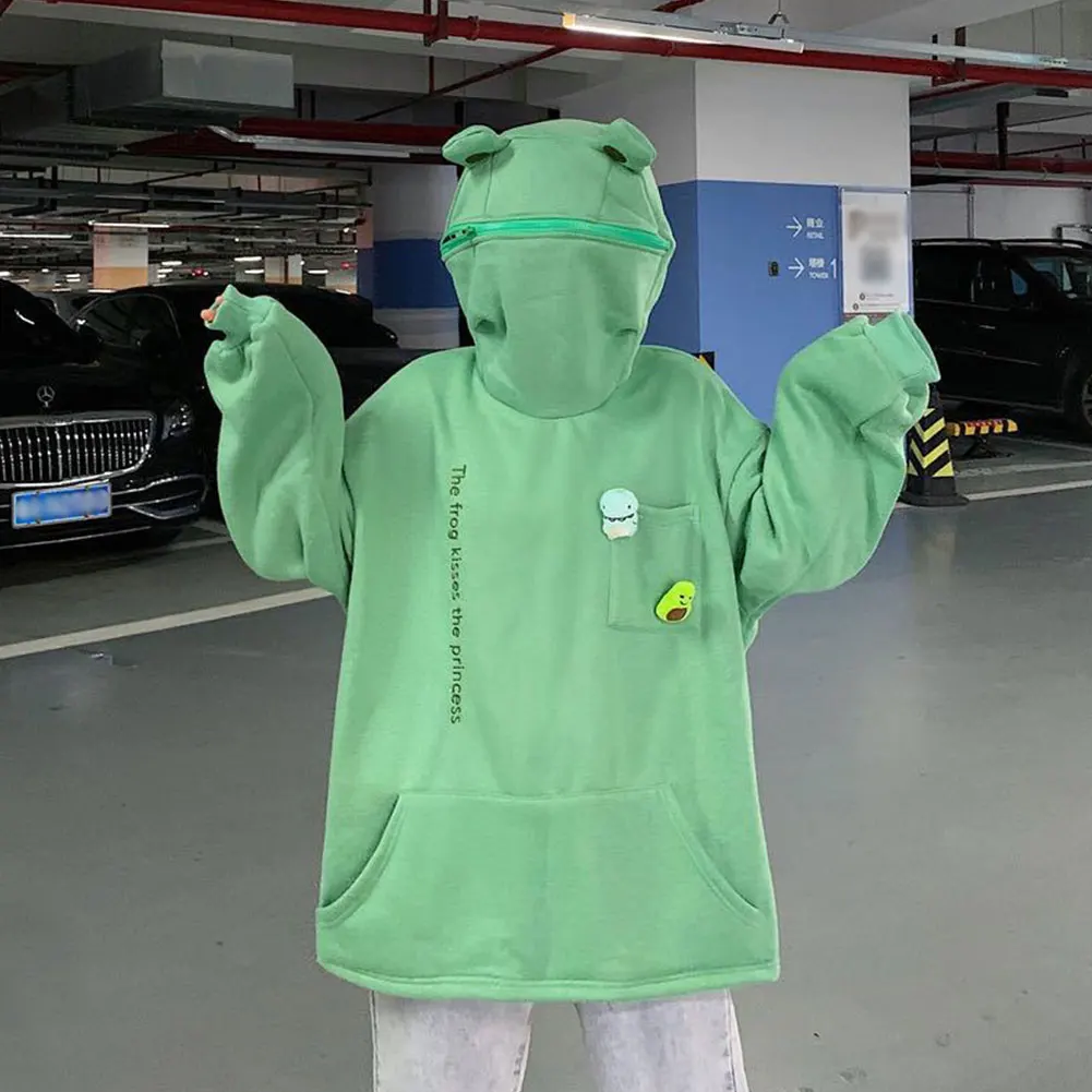 Женская толстовка с капюшоном в виде лягушки