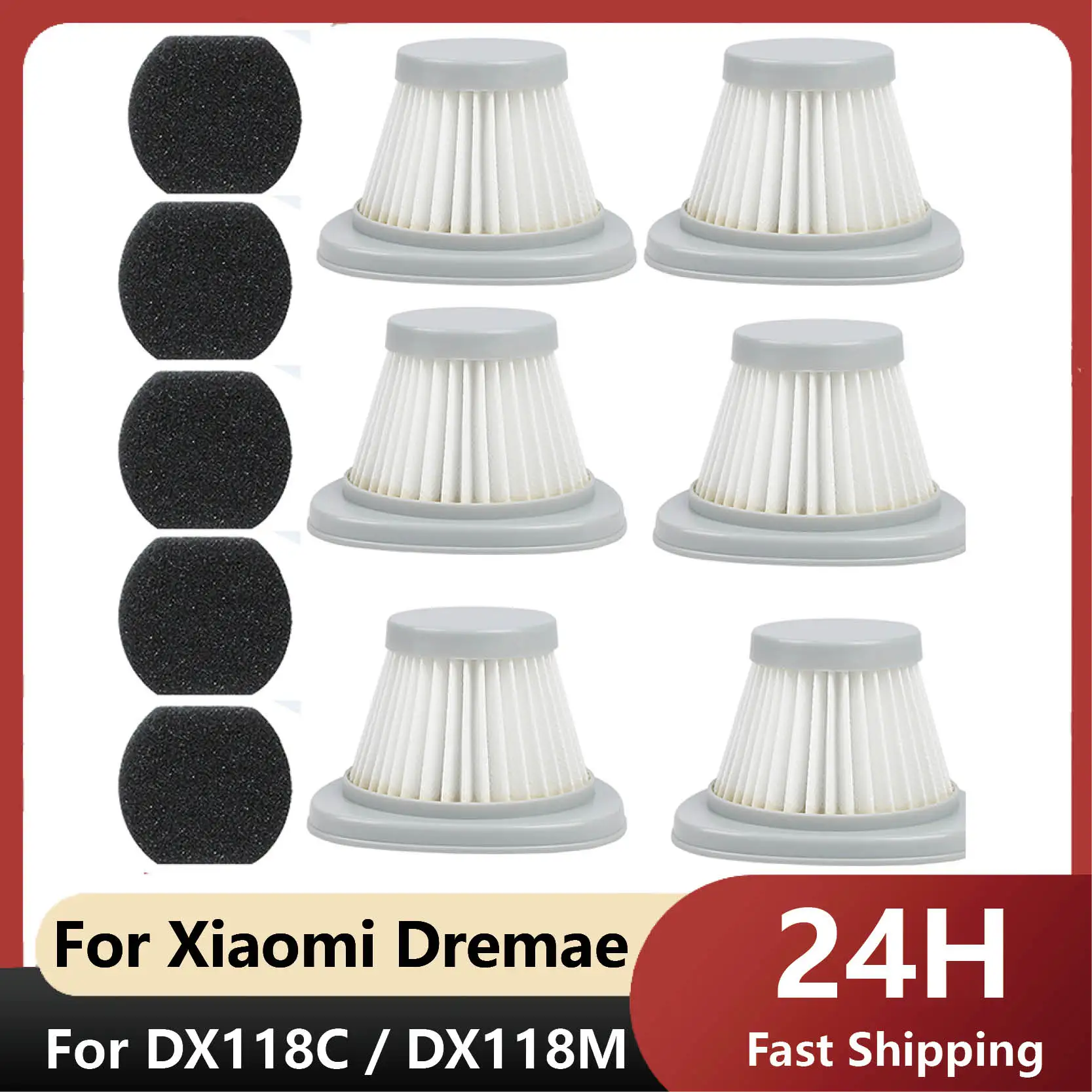 

10 шт./6 шт./5 шт./1 шт. HEPA-фильтр + 10 шт. Замена губки фильтра для Xiaomi Dreame DX118C/DX118M Запчасти для пылесоса