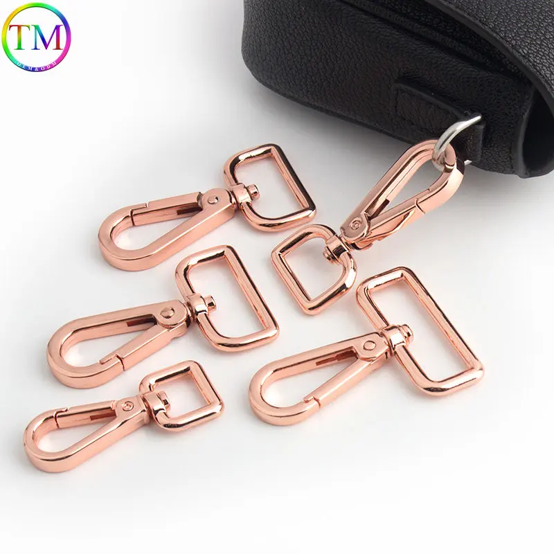 13mm 20mm 25mm 38mm Rose Gold Metal Leather Belt Swivel Trigger Lobster Clasp Clip Snap Hook Buckle For Crochet Bag Hardware