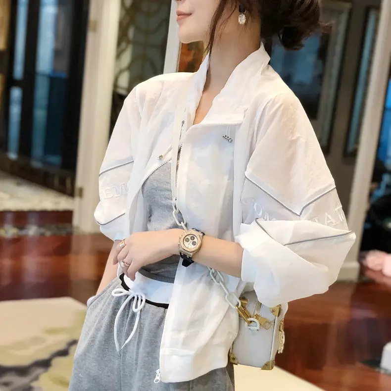 

Sunscreen Clothing Women 2022 New Long-Sleeved Outerwear Tops Jacket Female Casual Breathable Korean Style UV Thin Coat X168