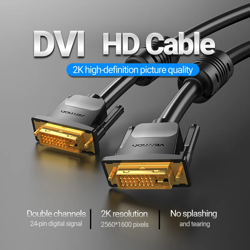 

Vention DVI Cable Male to Male DVI to DVI 24+1 Video Cable 1080P 2K Dual Link for Laptop PC Monitor Projector DVI-D Cord 1m 5m