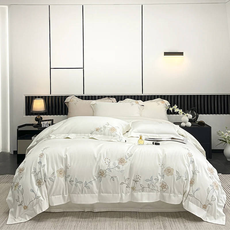 Комплект постельного белья Fat Fairy HOME TEXTILE из 100% хлопка с вышивкой, размер Королева