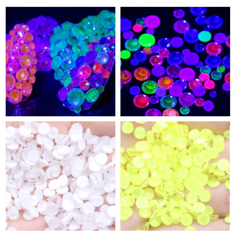 

1440pcs SS16(3.6mm) luminous fluorescence Flat Back Non HotFix Nail art Rhinestone 3D Glass Decorations Garment Mix Rhinestone